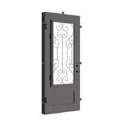 New York Pre-hung bronze color metal flat top single entry door with glass.