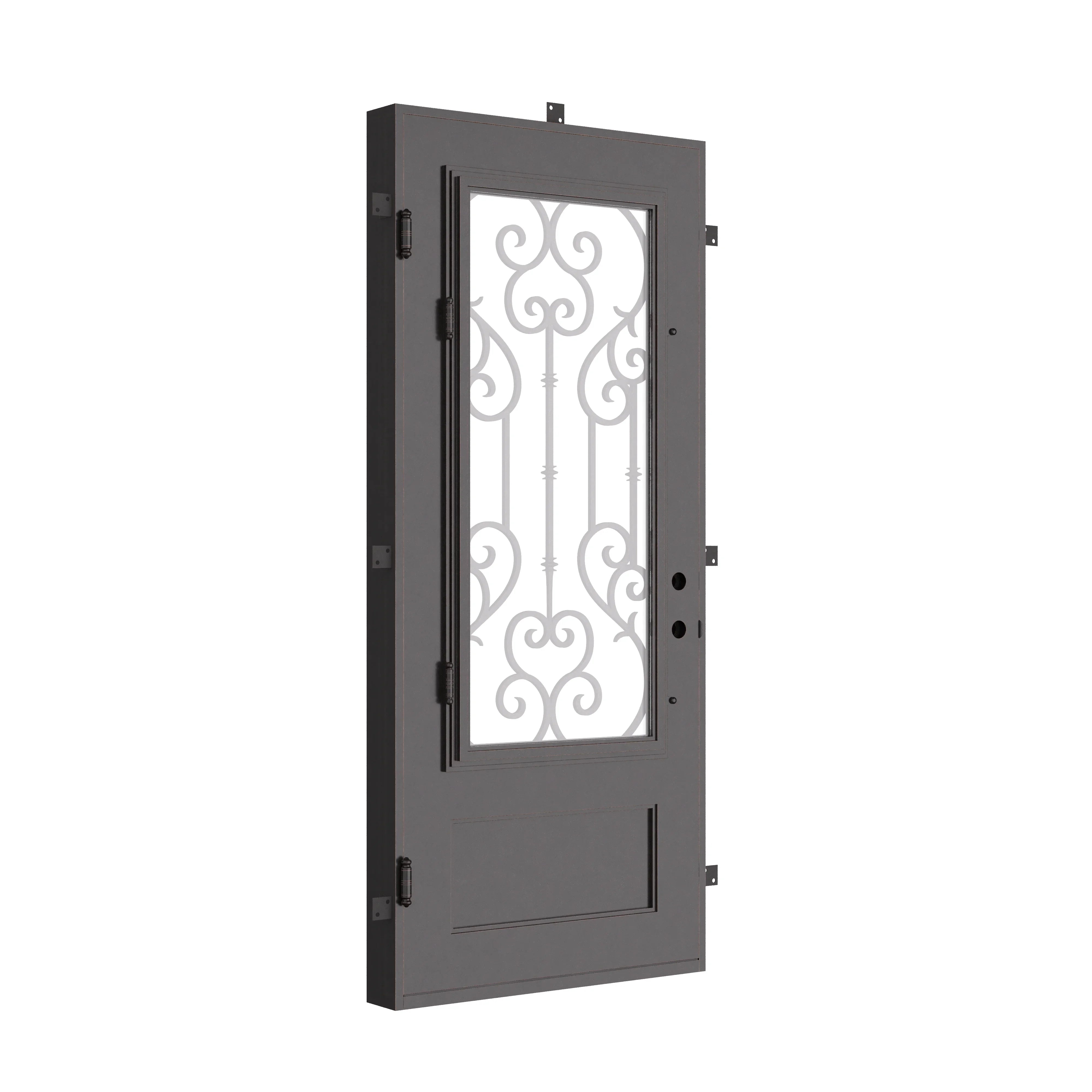 New York thermally broken single flat exterior door in bronze color.