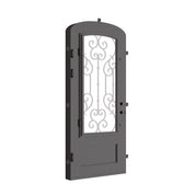 New York bronze color exterior wrought iron mini arch top single door with thick tempered glass.