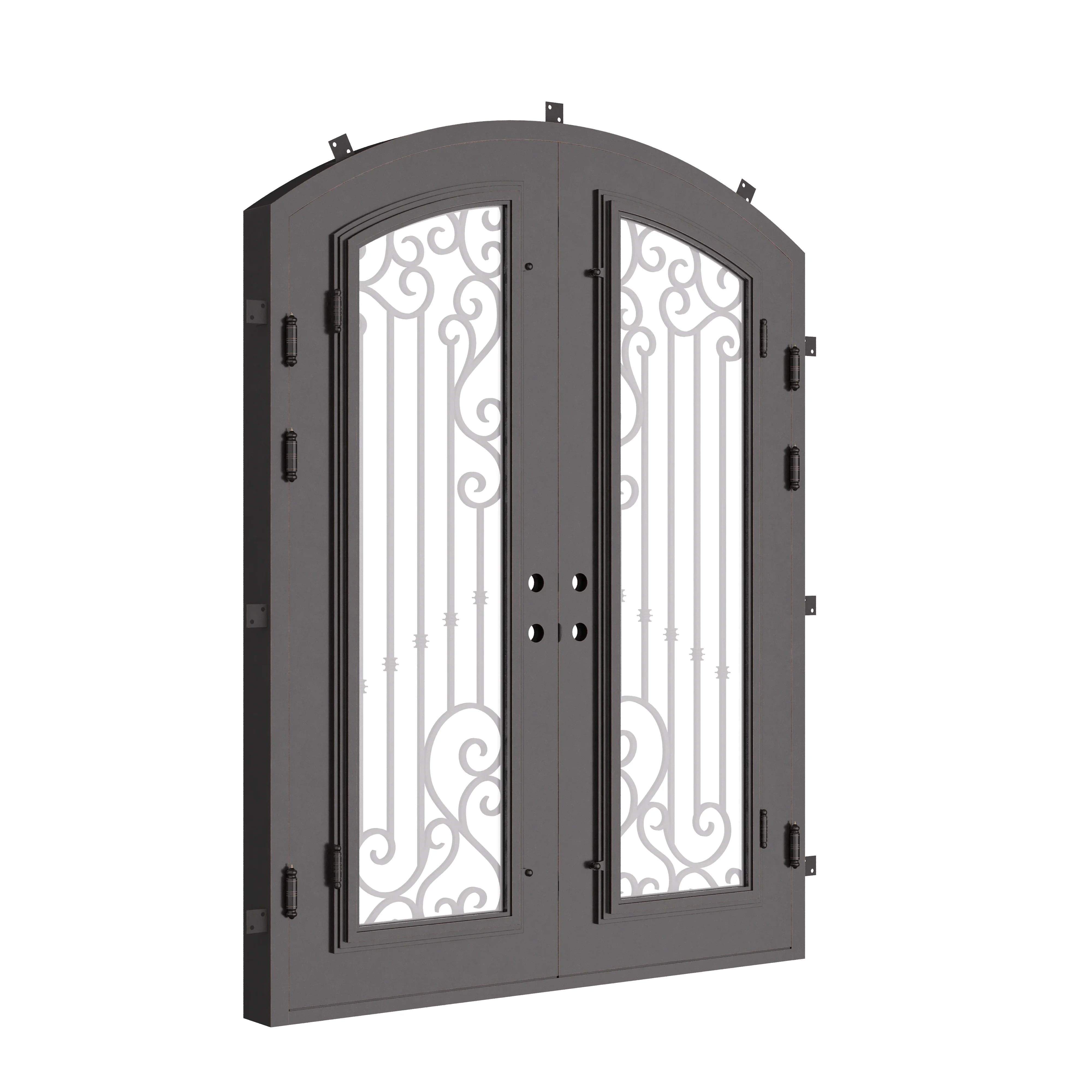 Paris double door with thermal barrier and glass in bronze.