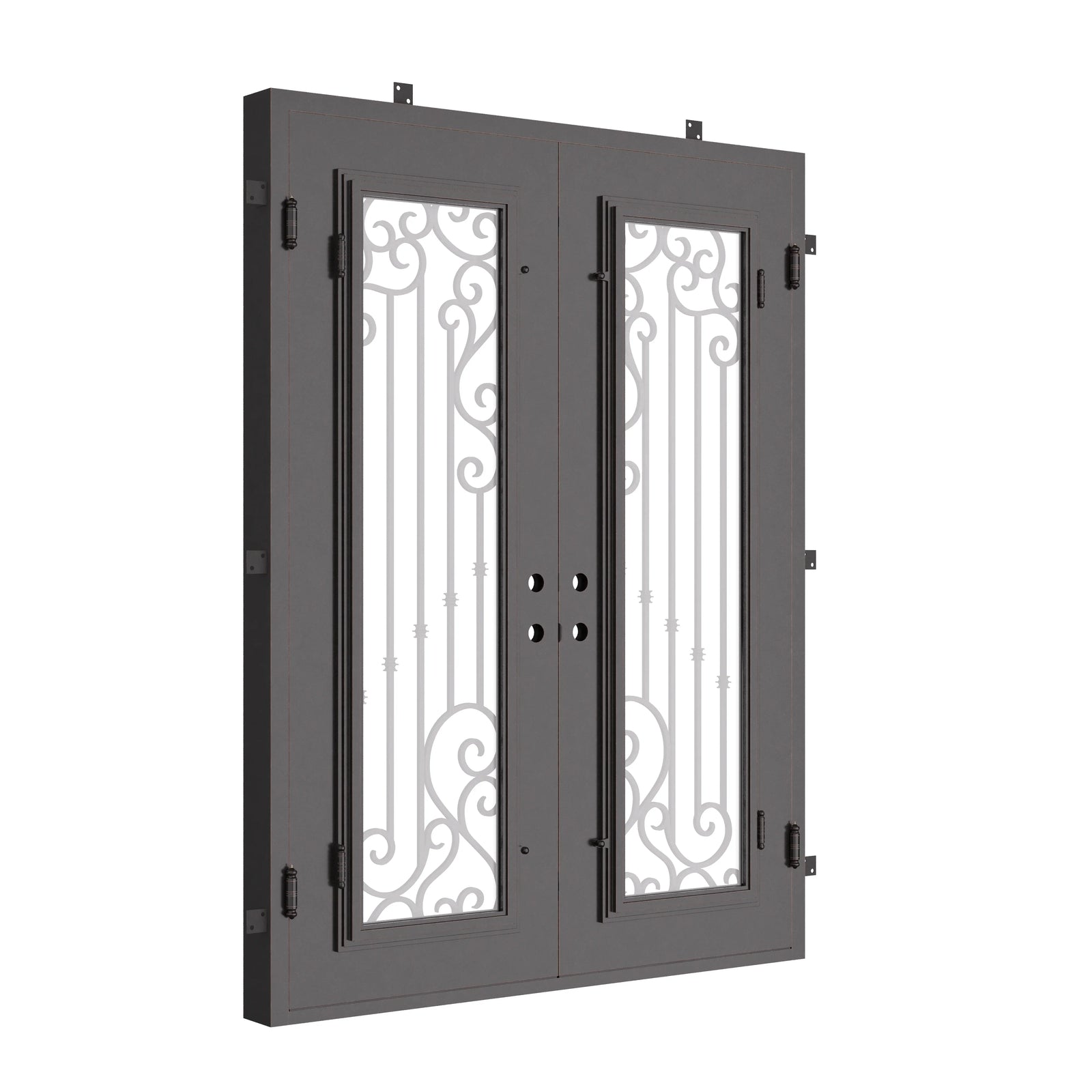 Paris thermally broken flat top door with dual-pane glass.