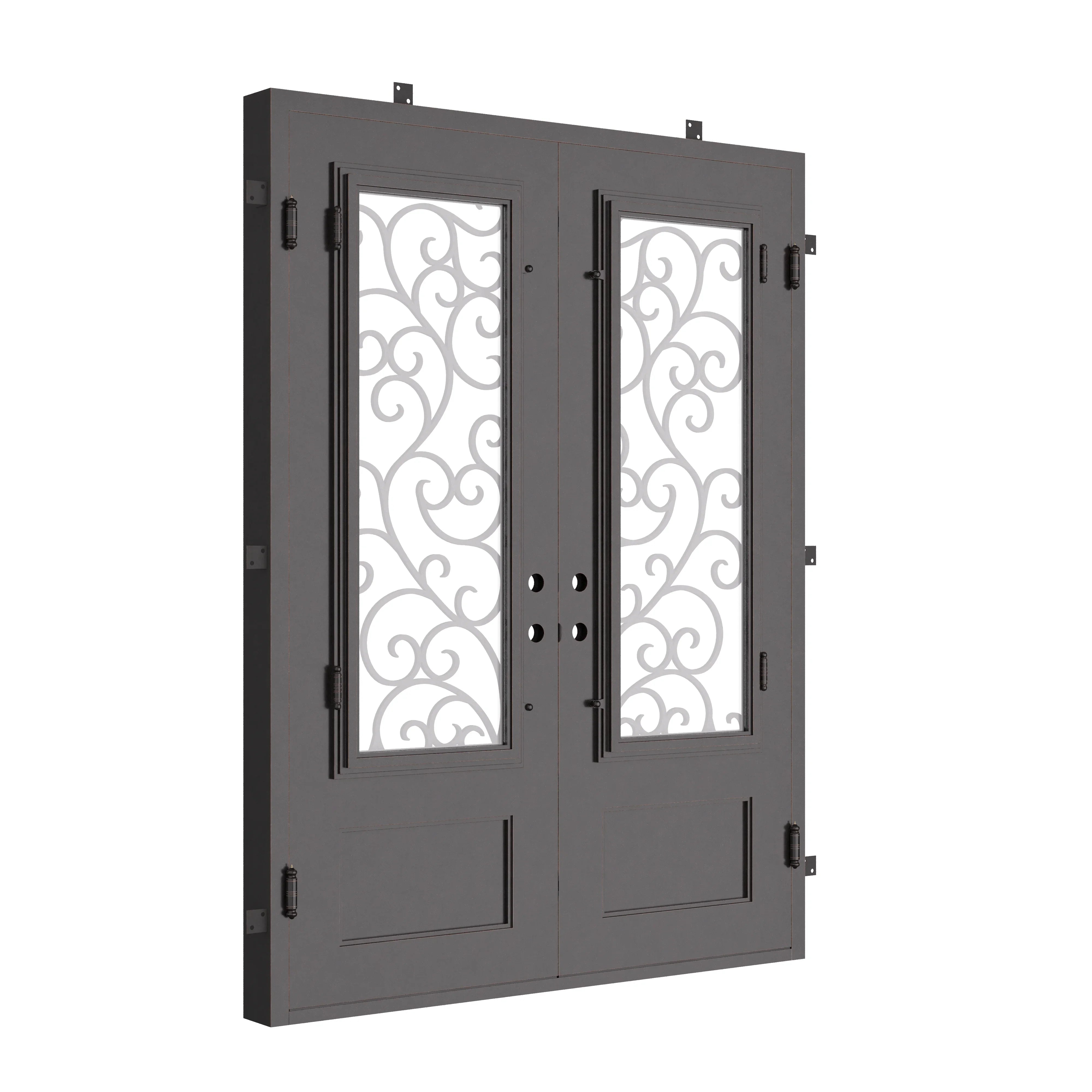 Story flat top patio door with double glass thermally broken.