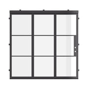 Air 4 black steel bi-fold system with expansive tempered glass