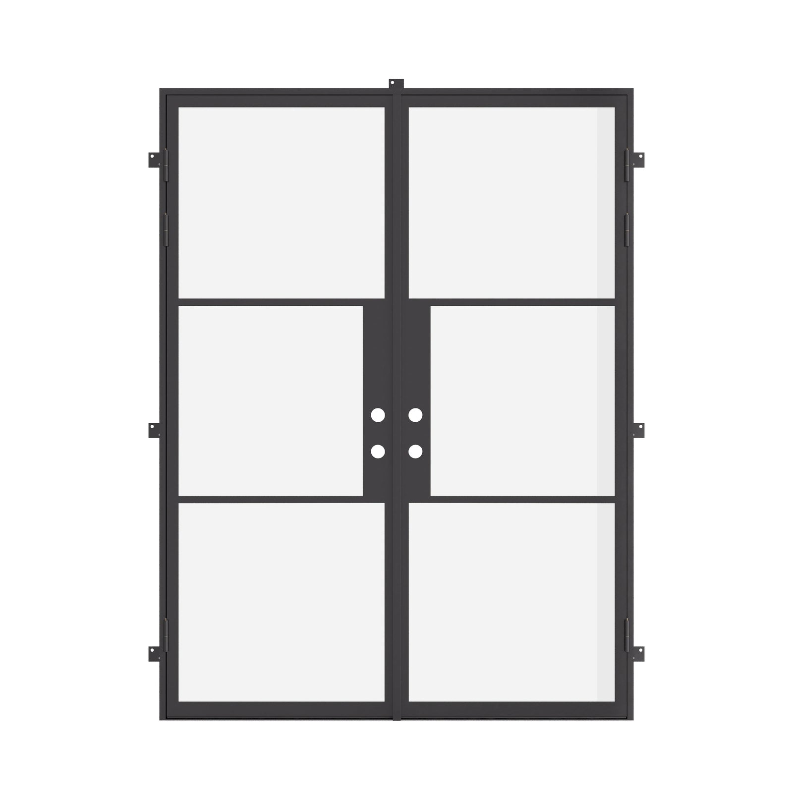 Air 4 flat double steel door system with clear glass and strong welded frame