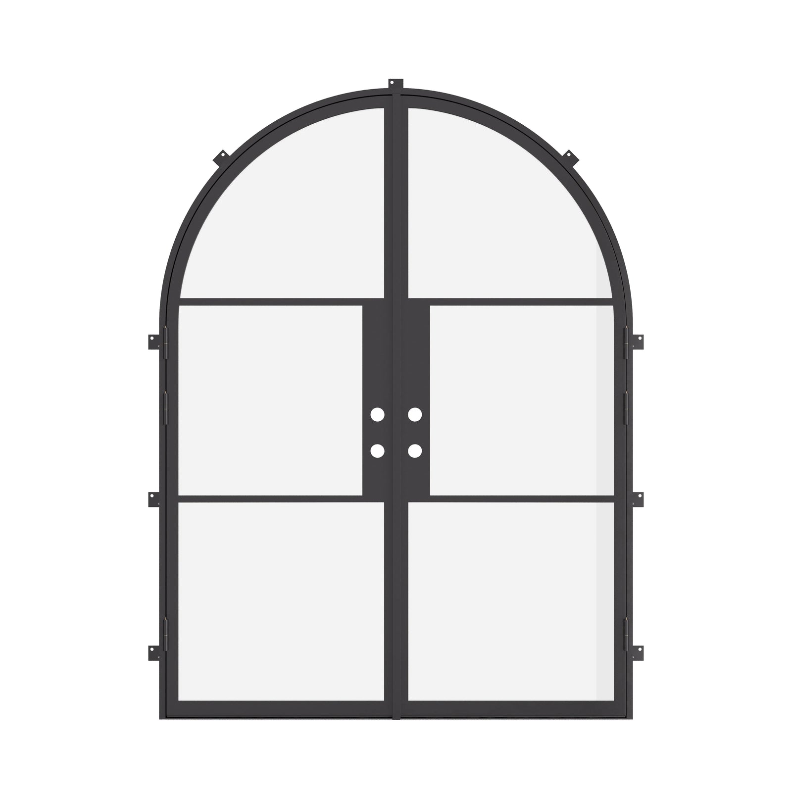 Contemporary double arch steel door with thermal break core