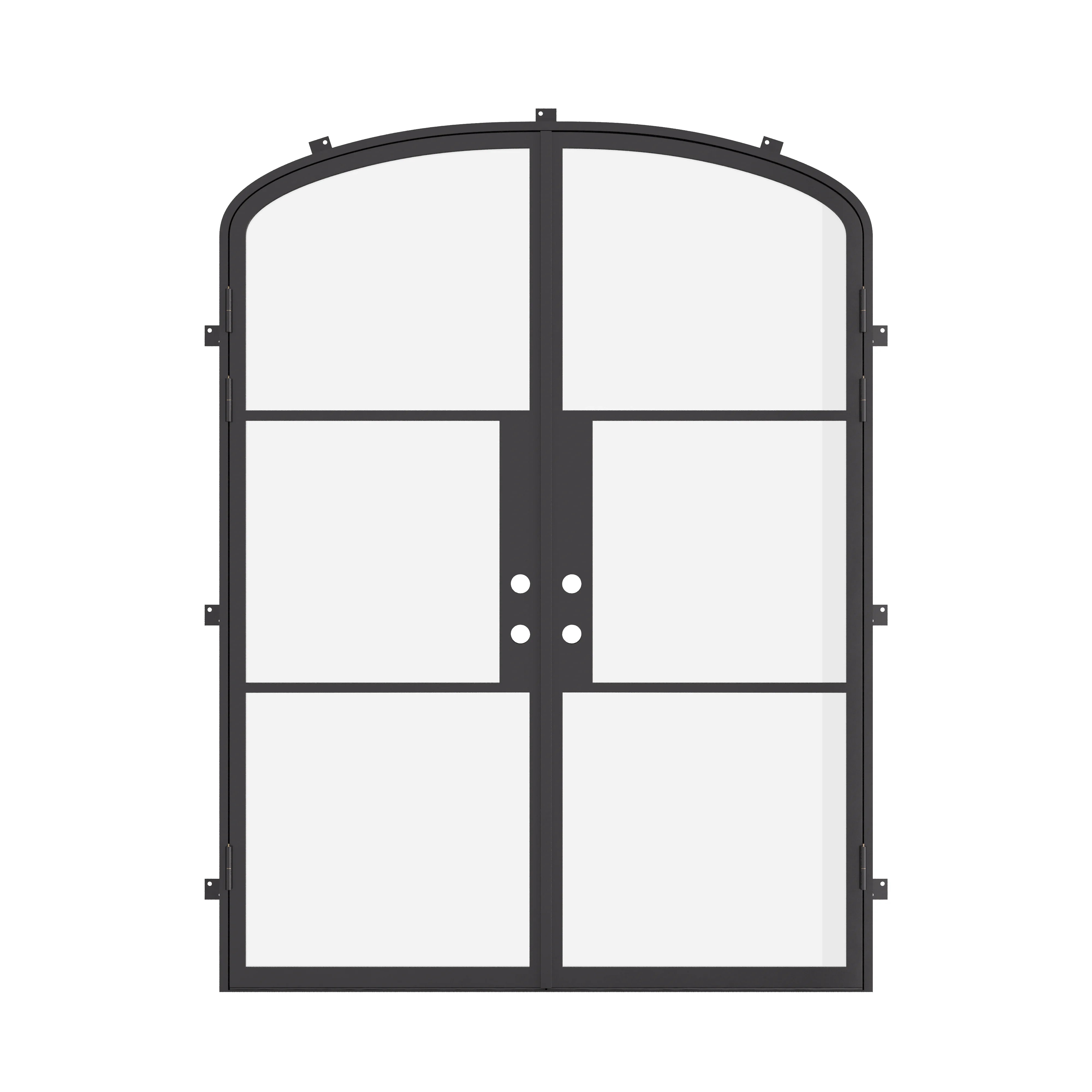 Air 4 double mini arch architectural steel doors with clear glass panels