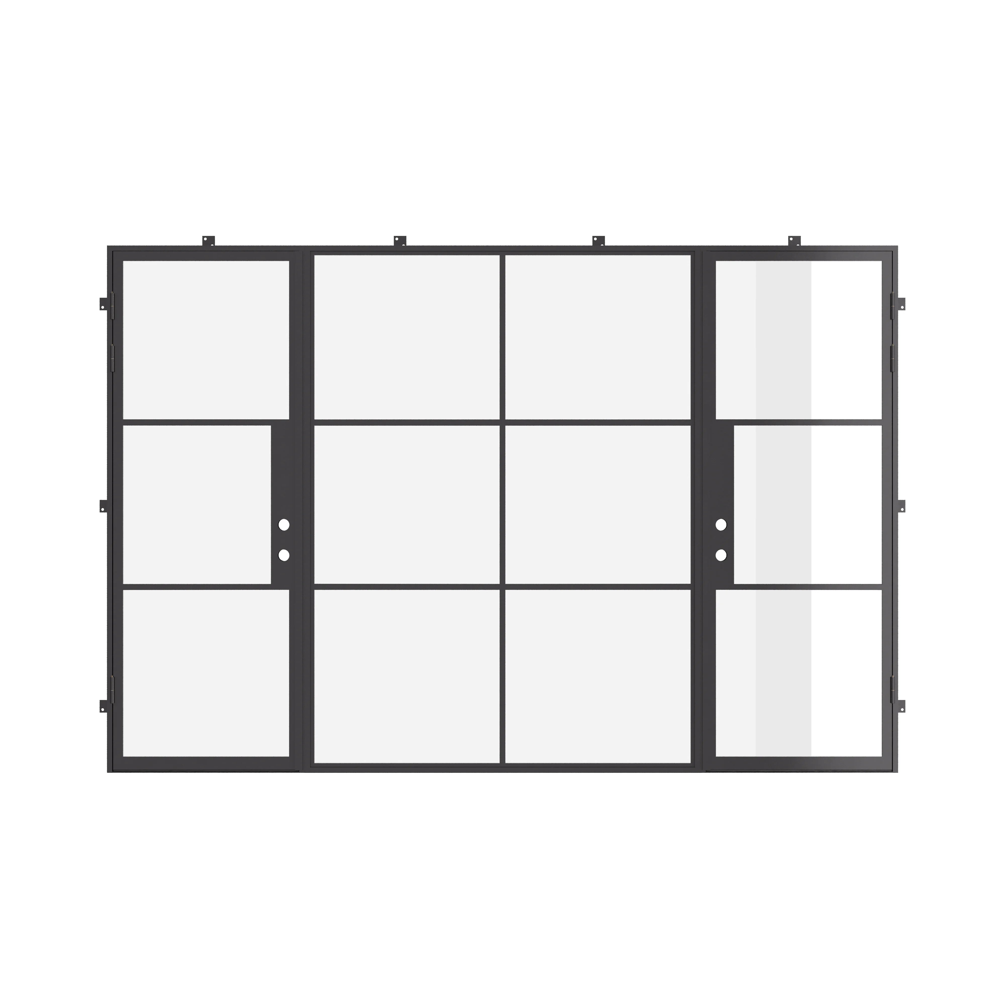 Air 4 dual single doors with fixed center lite and narrow profiles