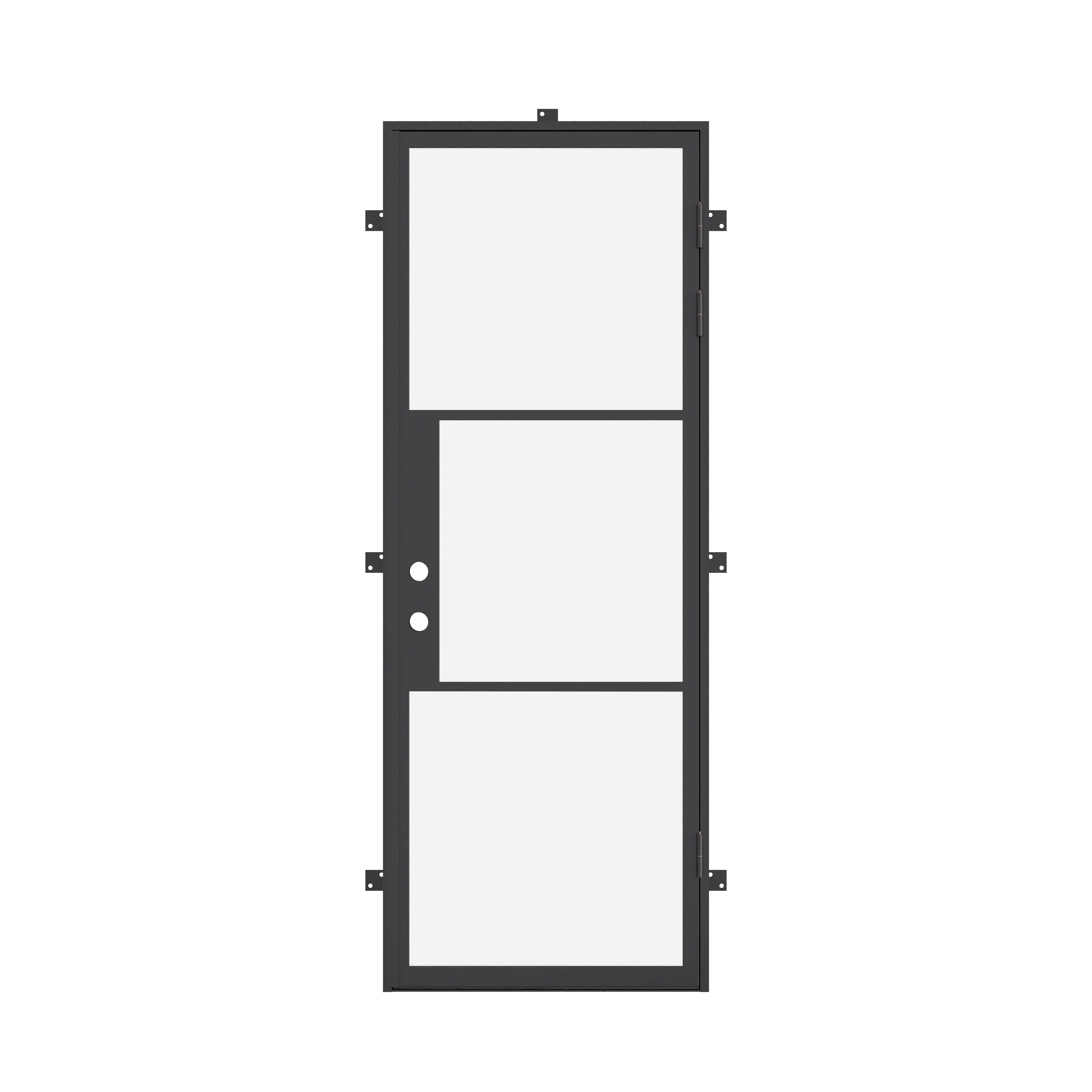 Air 4 single flat exterior steel door, prehung design with clear glass panel