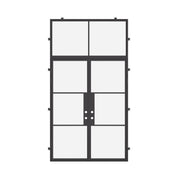 architectural double exterior steel door with thermal break and transom
