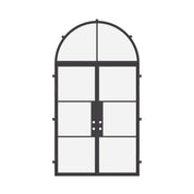 Energy efficient double steel entry door with curved transom design