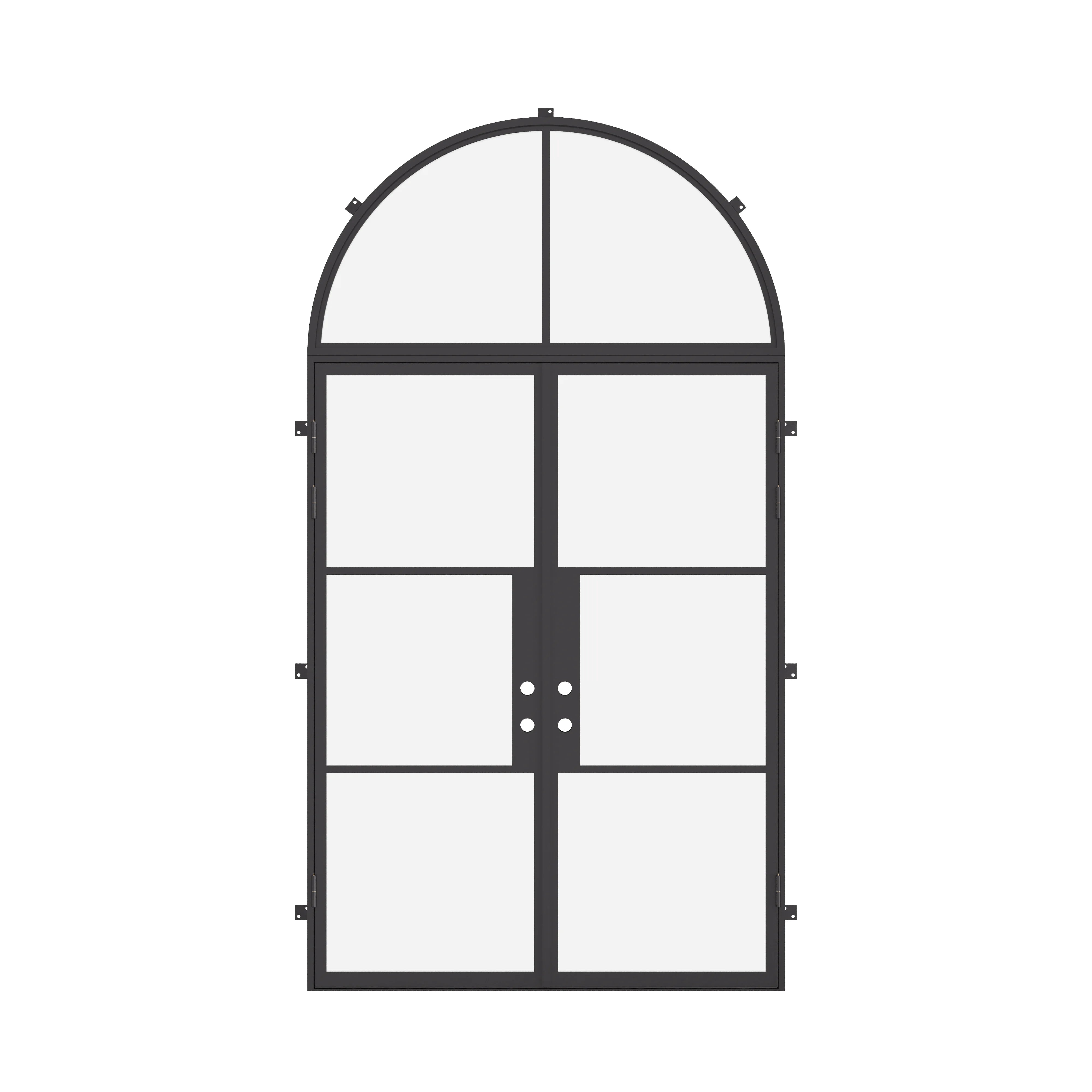 Air 4 double flat entry doors with curved transom and sleek design