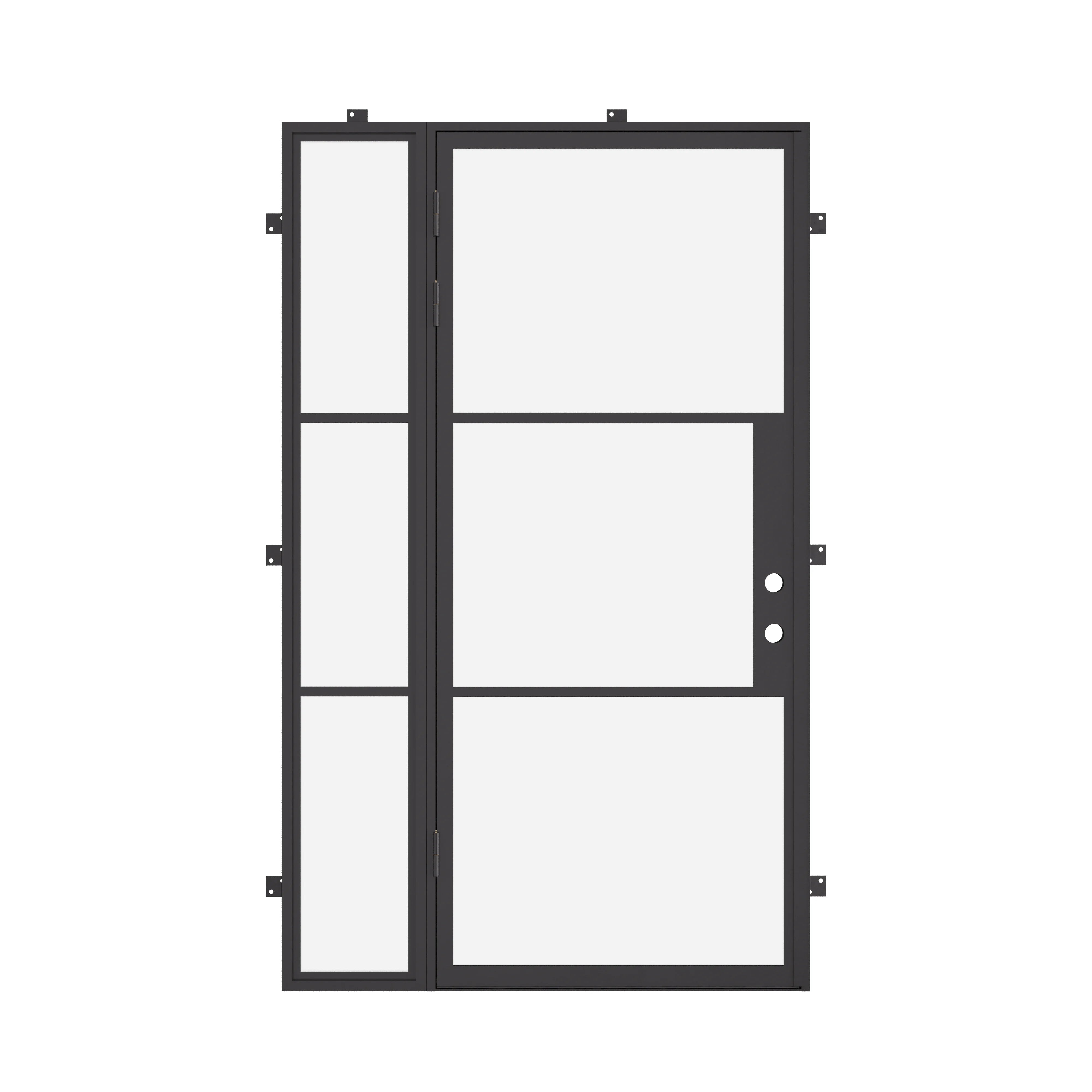 modern single entry door with left side glass and insulated steel construction