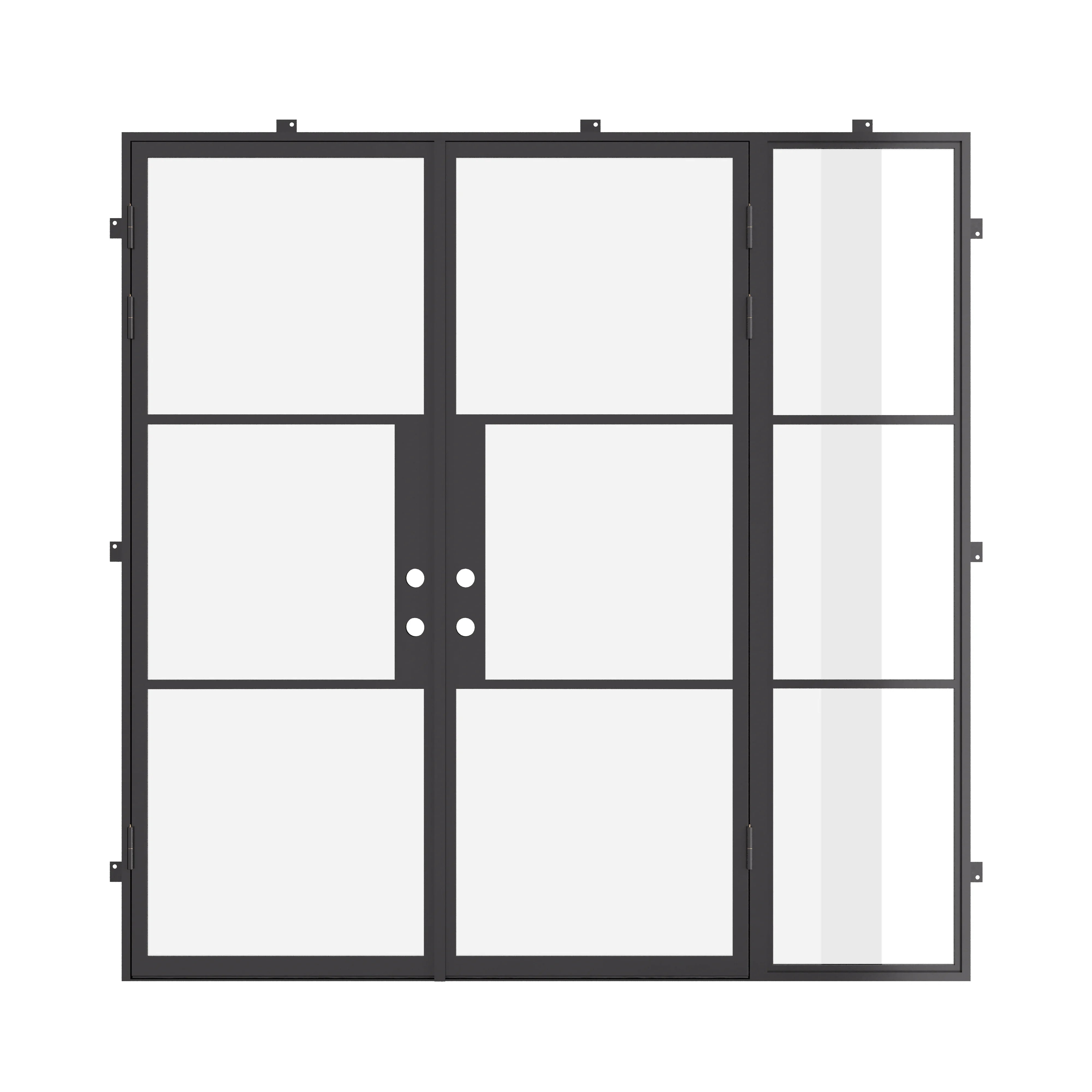 architectural double doors with right side glass and thermal break frame