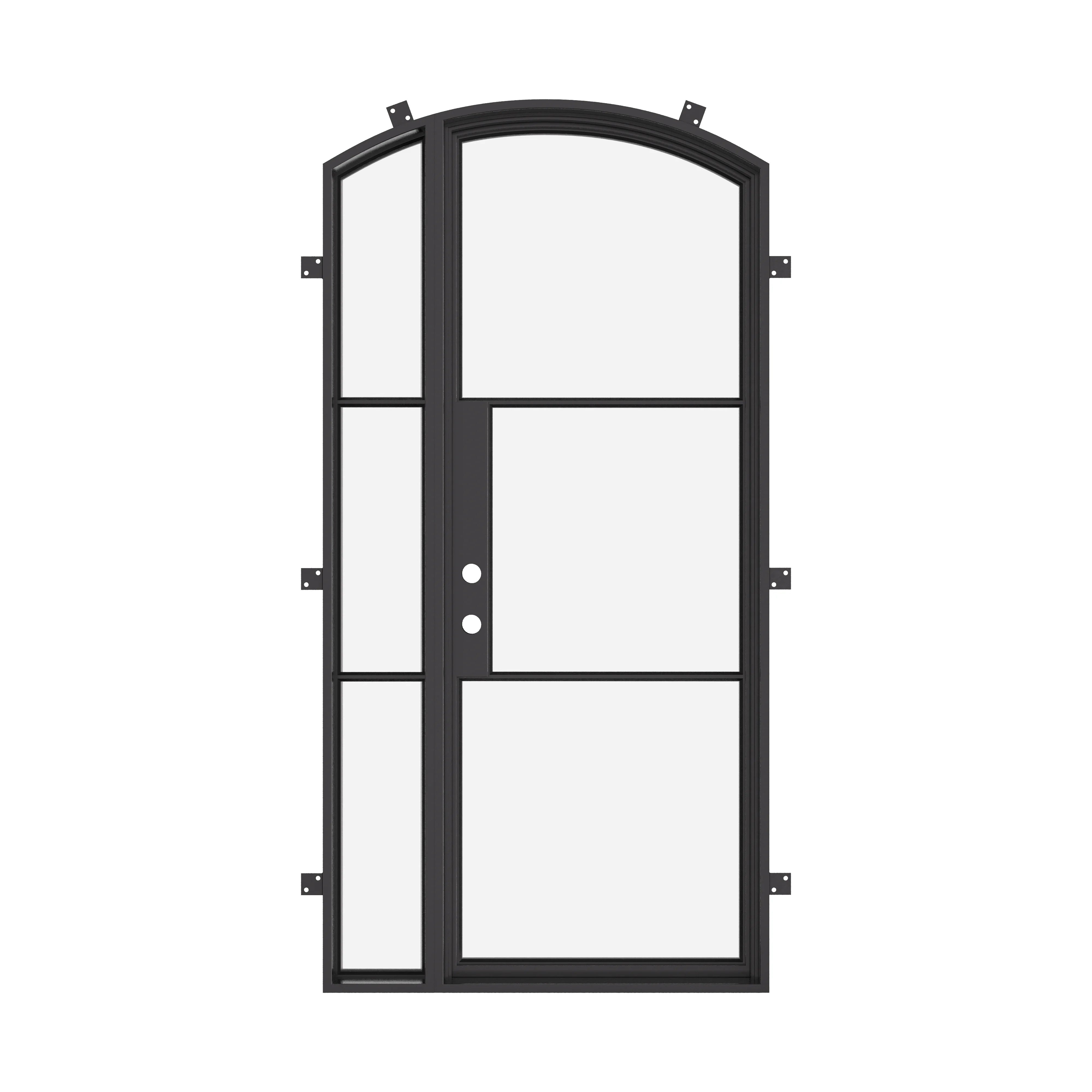 Air 4 single arch steel door with right side window, NFRC-Rated cold rolled galvanized steel and automotive grade paint