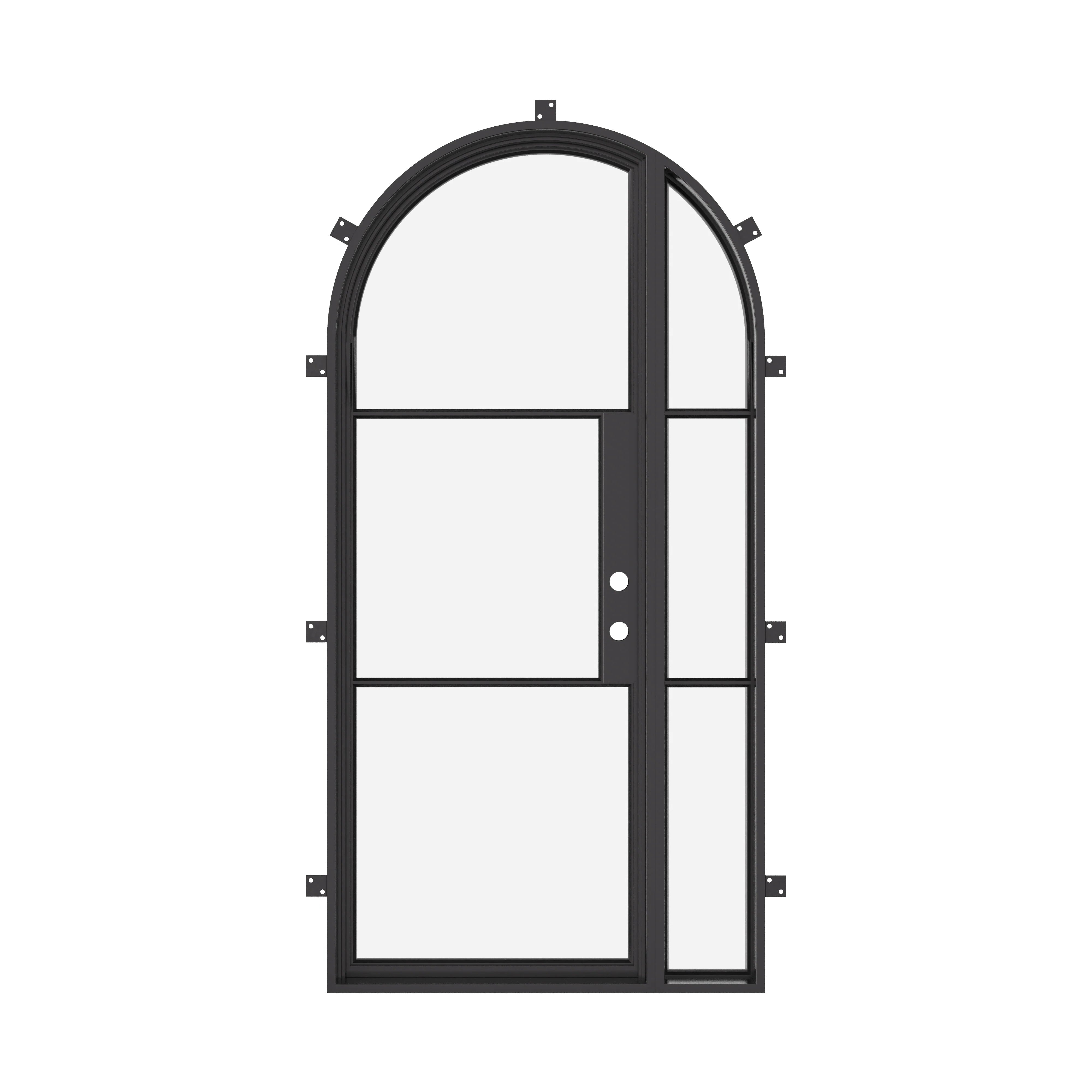 Air 4 single full arch steel door with left sidelight, NFRC-Rated galvanized metal