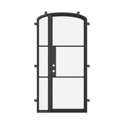 steel front door with offset sidelight and arch