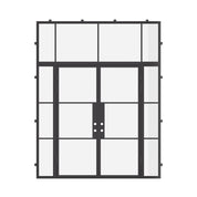Air 4 double flat modern door with sidelights and transom, galvanized mixed steel