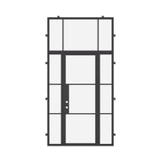 Air 4 single flat steel door with side windows and flat top glass, mixed steel frame