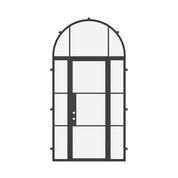 Air 4 single flat modern steel door with full arch top window, mixed metal build