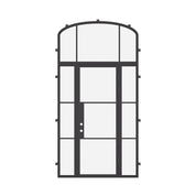 luxury steel entry door with sidelights and curved top window