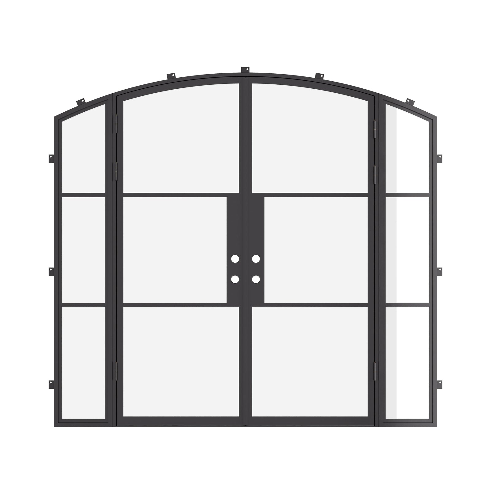 Air 4 double arch exterior entry doors with side windows and tempered glass