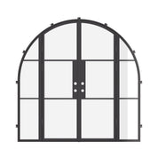 Air 4 double full arch steel door with side windows, slim black architectural frame and tempered glass