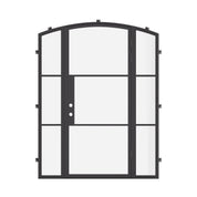 Energy efficient single arch steel entry door with sidelights