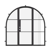 Energy efficient single arch steel entry door with side windows