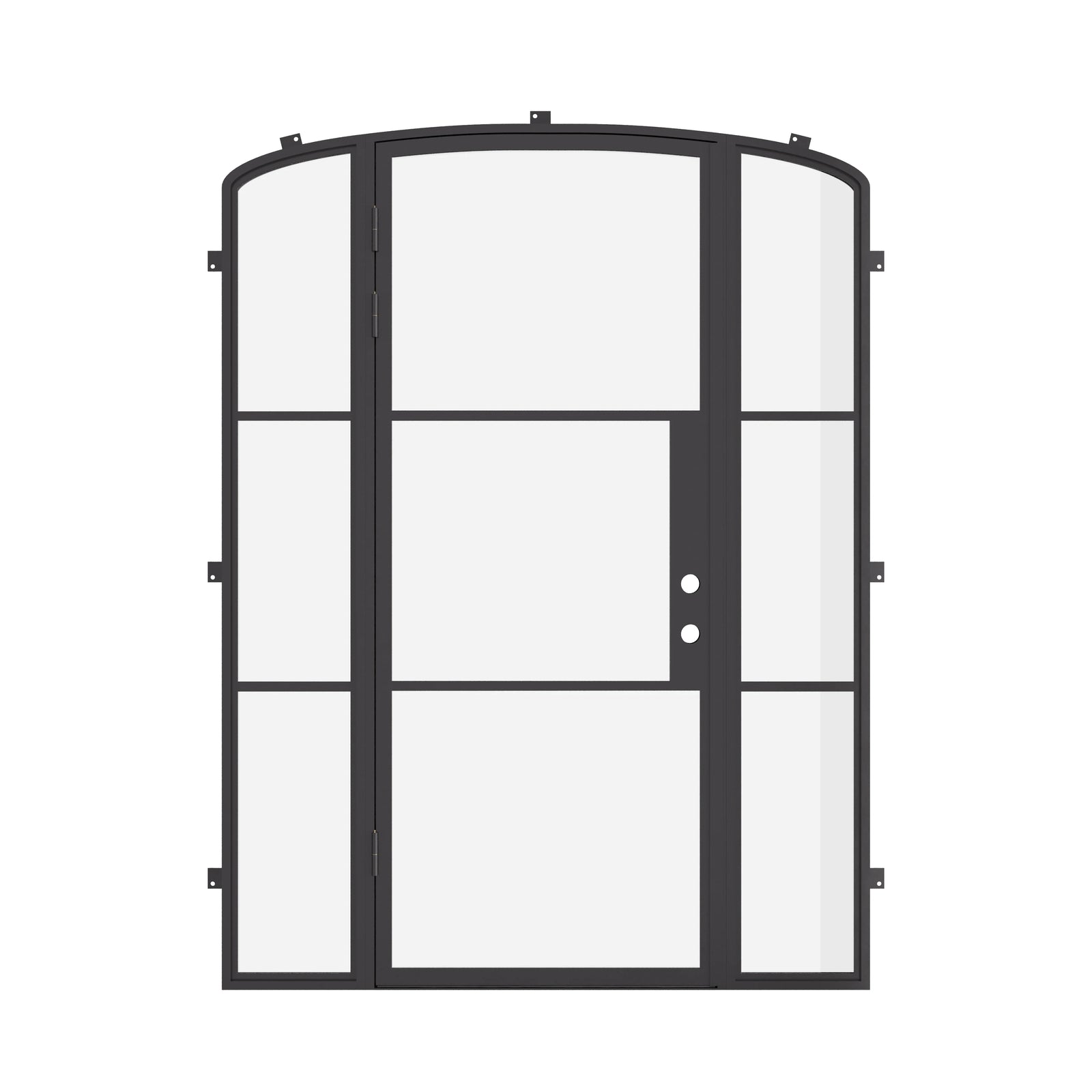 Air 4 single mini arch exterior door with side glass panels and sleek lines