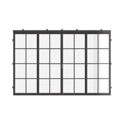 Air 5 exterior center split bi-fold door in architectural cold-rolled steel with glazed panels