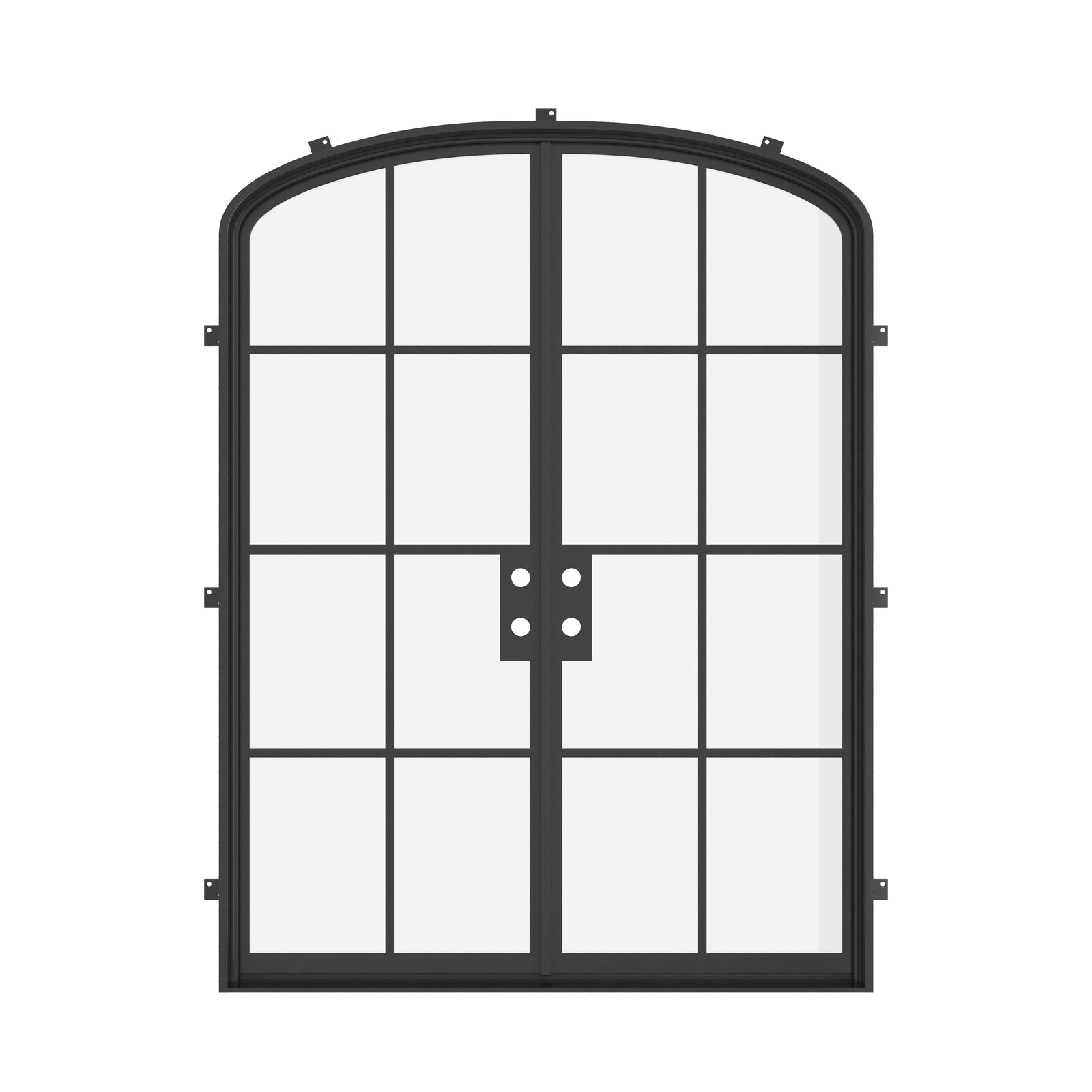 Premium double mini arch steel entry door, welded frame