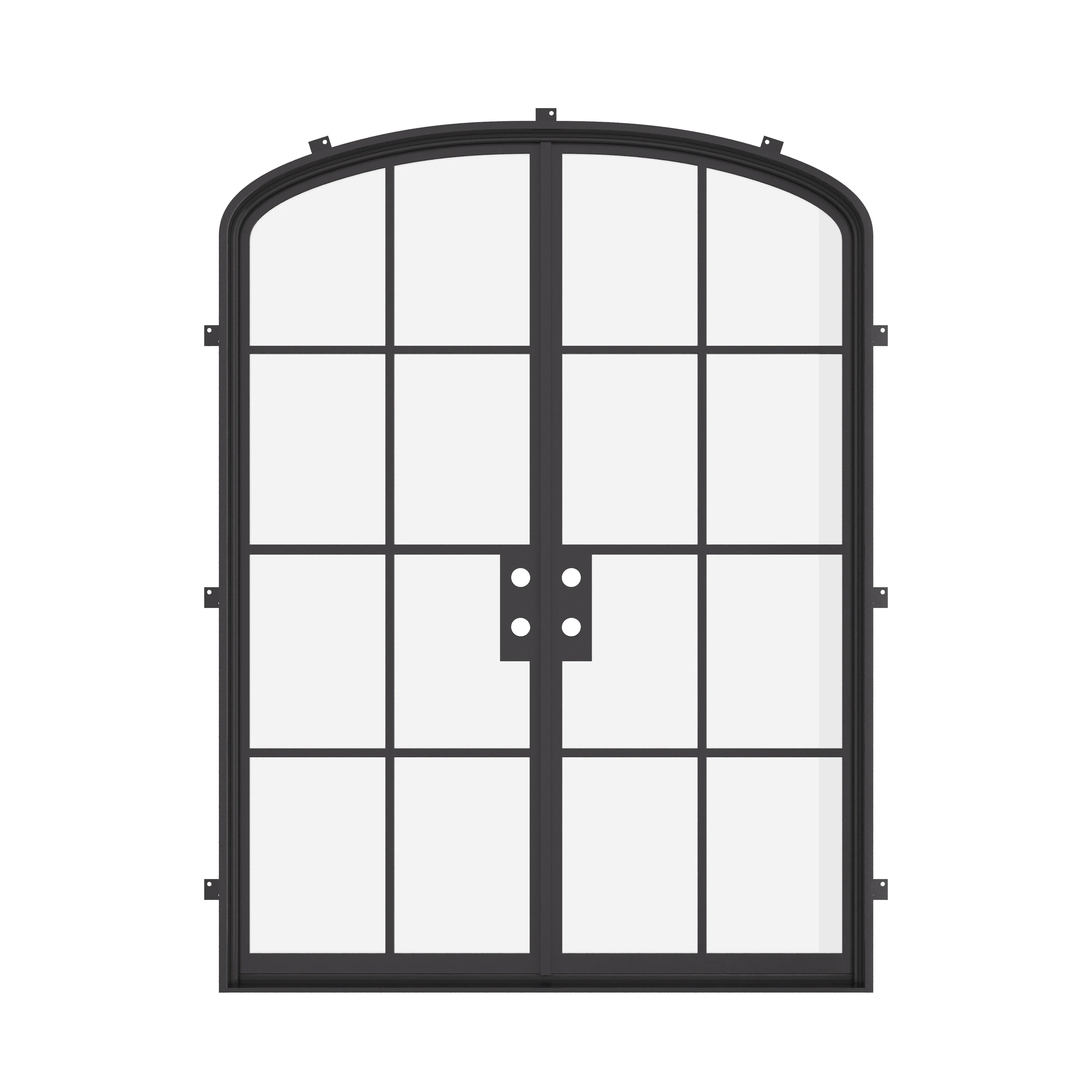Premium double mini arch steel entry door, welded frame