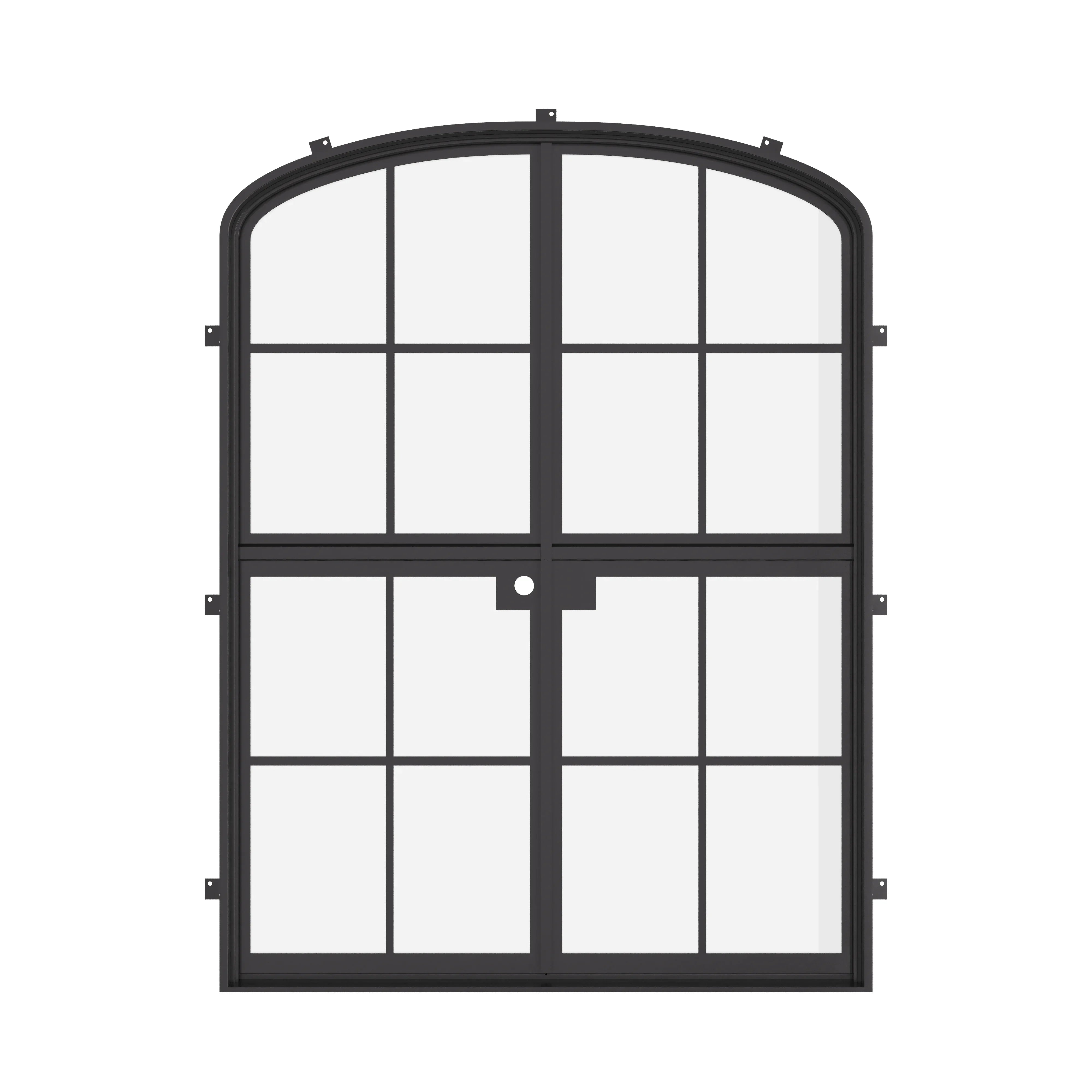 Air 5 Dutch double mini arch prehung steel entry door with tempered dual-pane glass