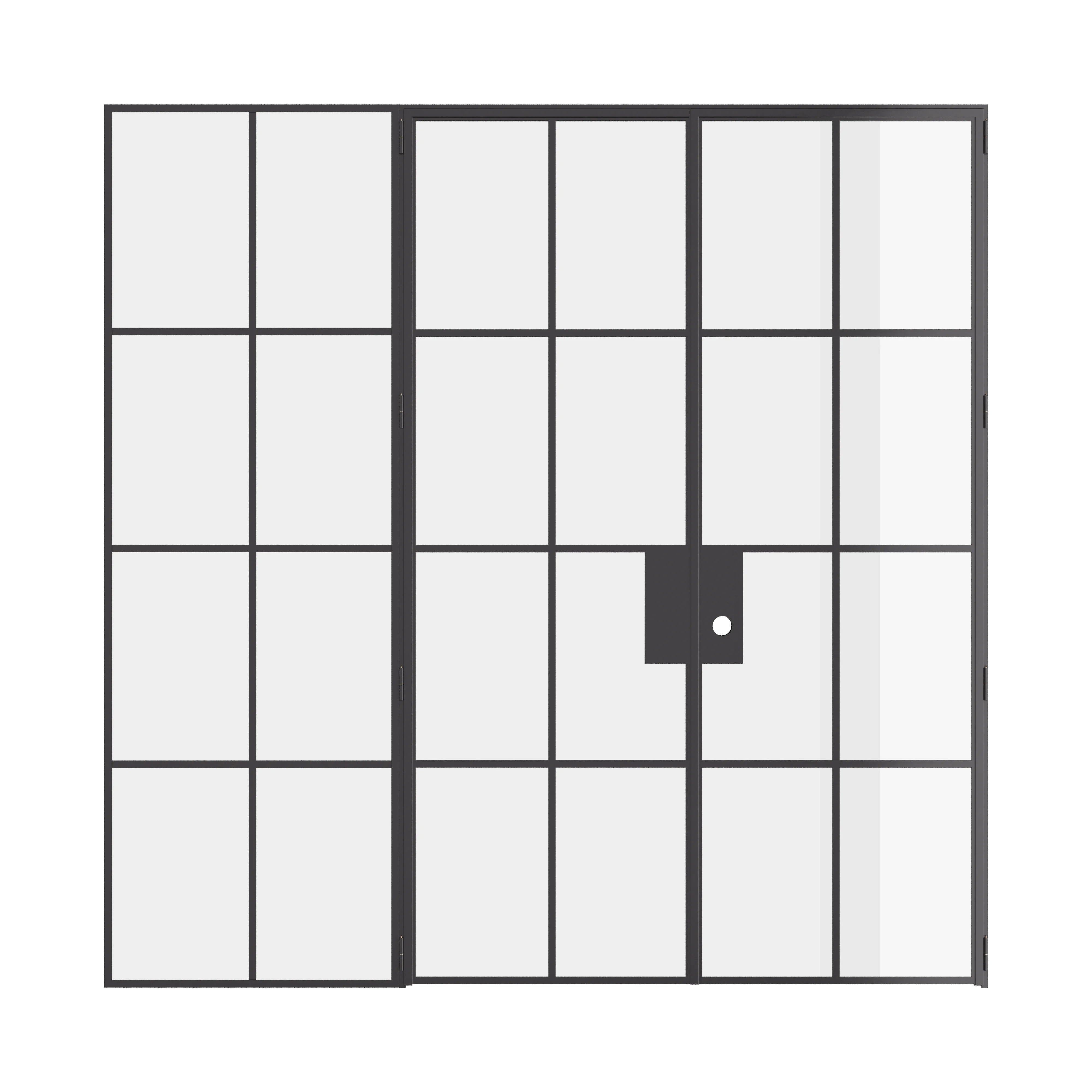 Air 5 double flat interior doors with left side window modular steel construction detail