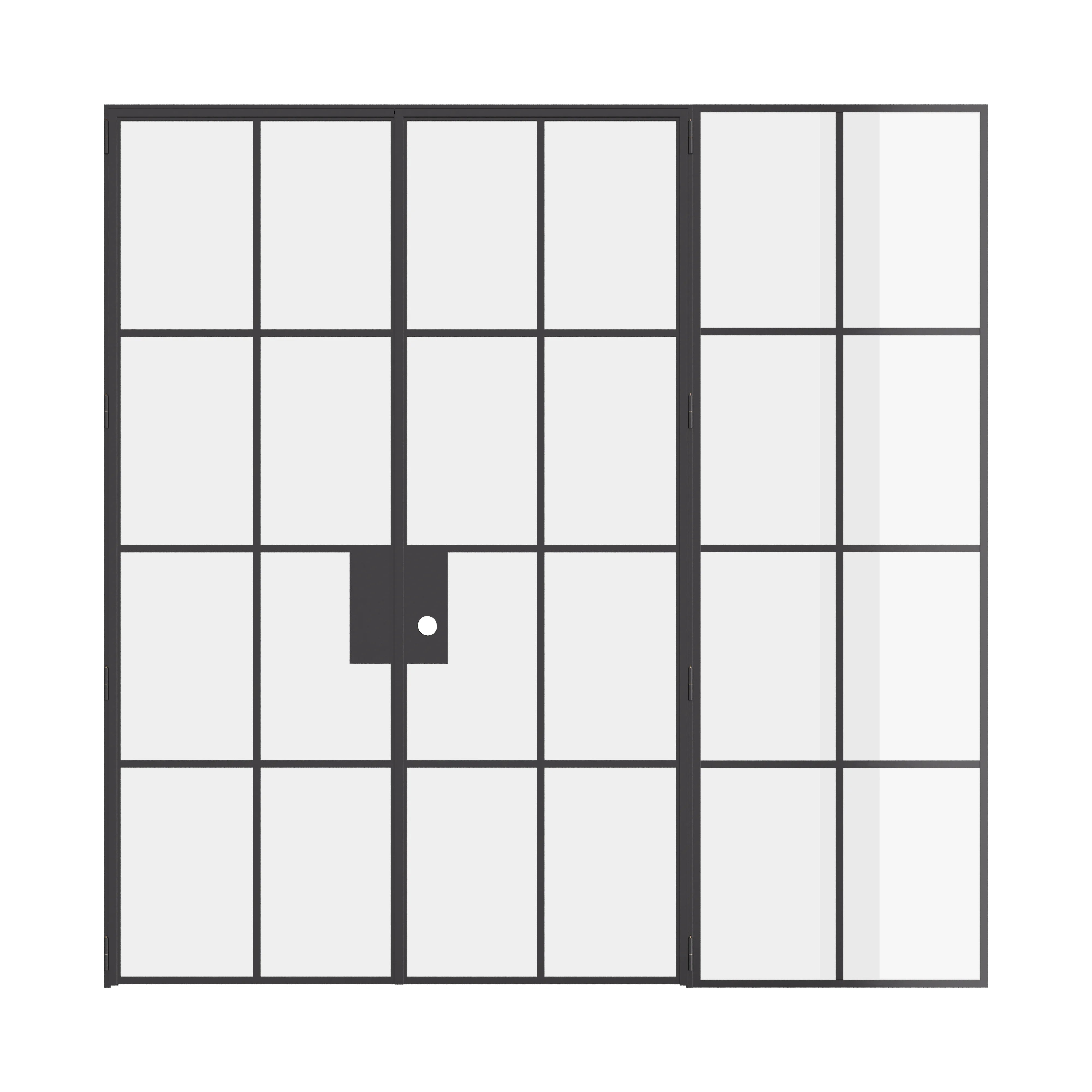 Air 5 double flat interior doors with right side window front elevation solid steel