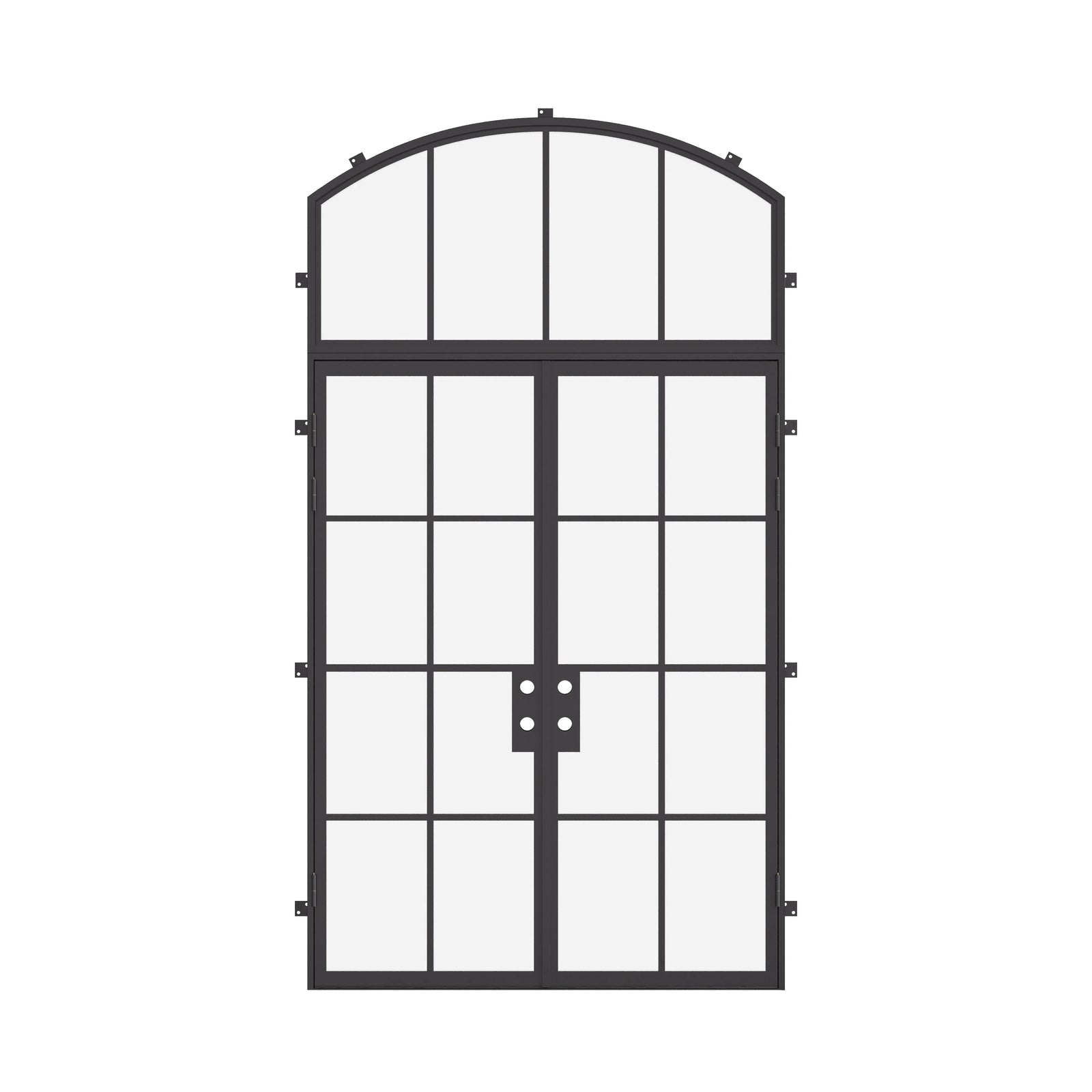 exterior double door with arched top glass and energy efficient steel