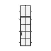 Single flat steel entry door with flat transom window, NFRC certified architectural steel