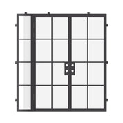 exterior double flat doors with left glass panel and energy-efficient frame