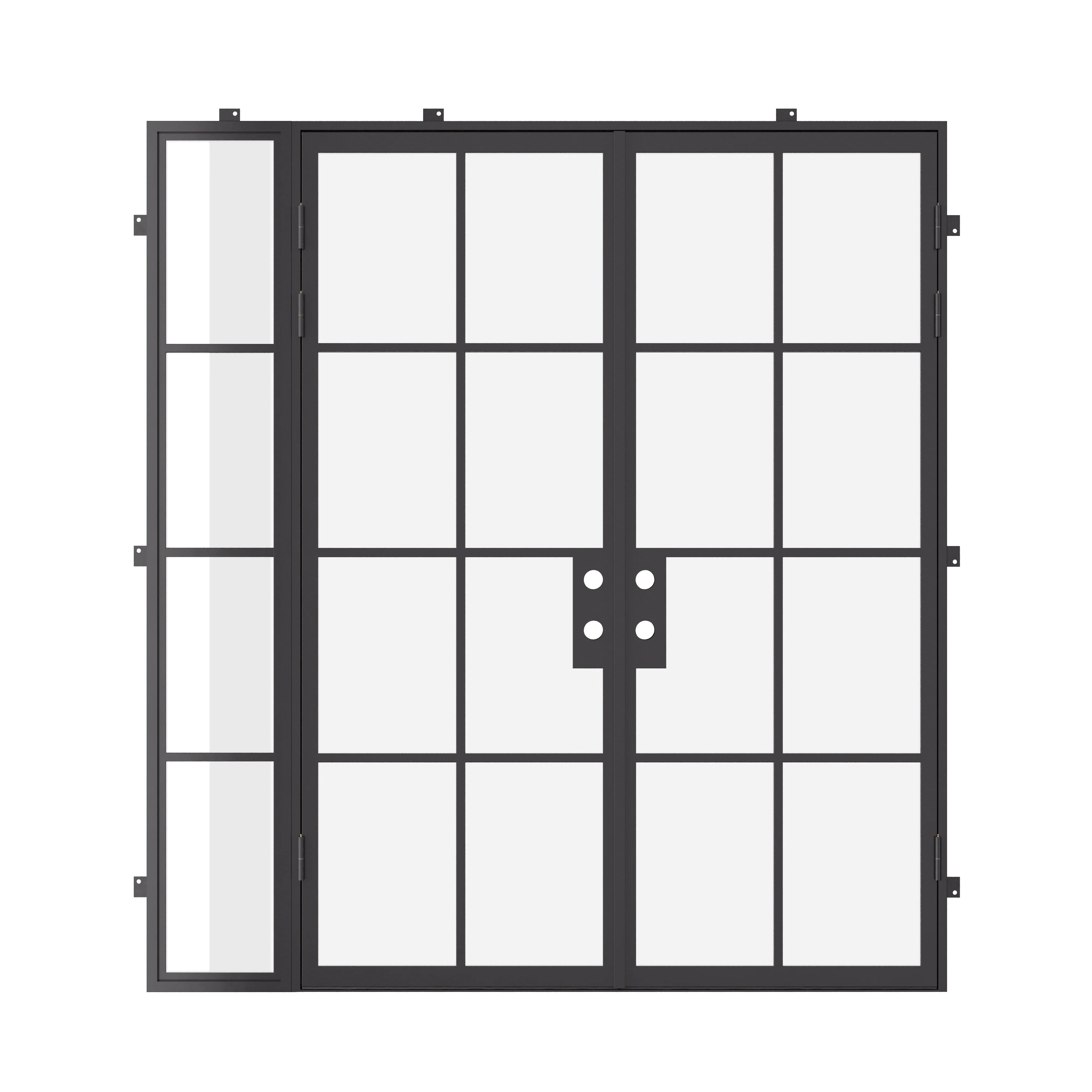 exterior double flat doors with left glass panel and energy-efficient frame