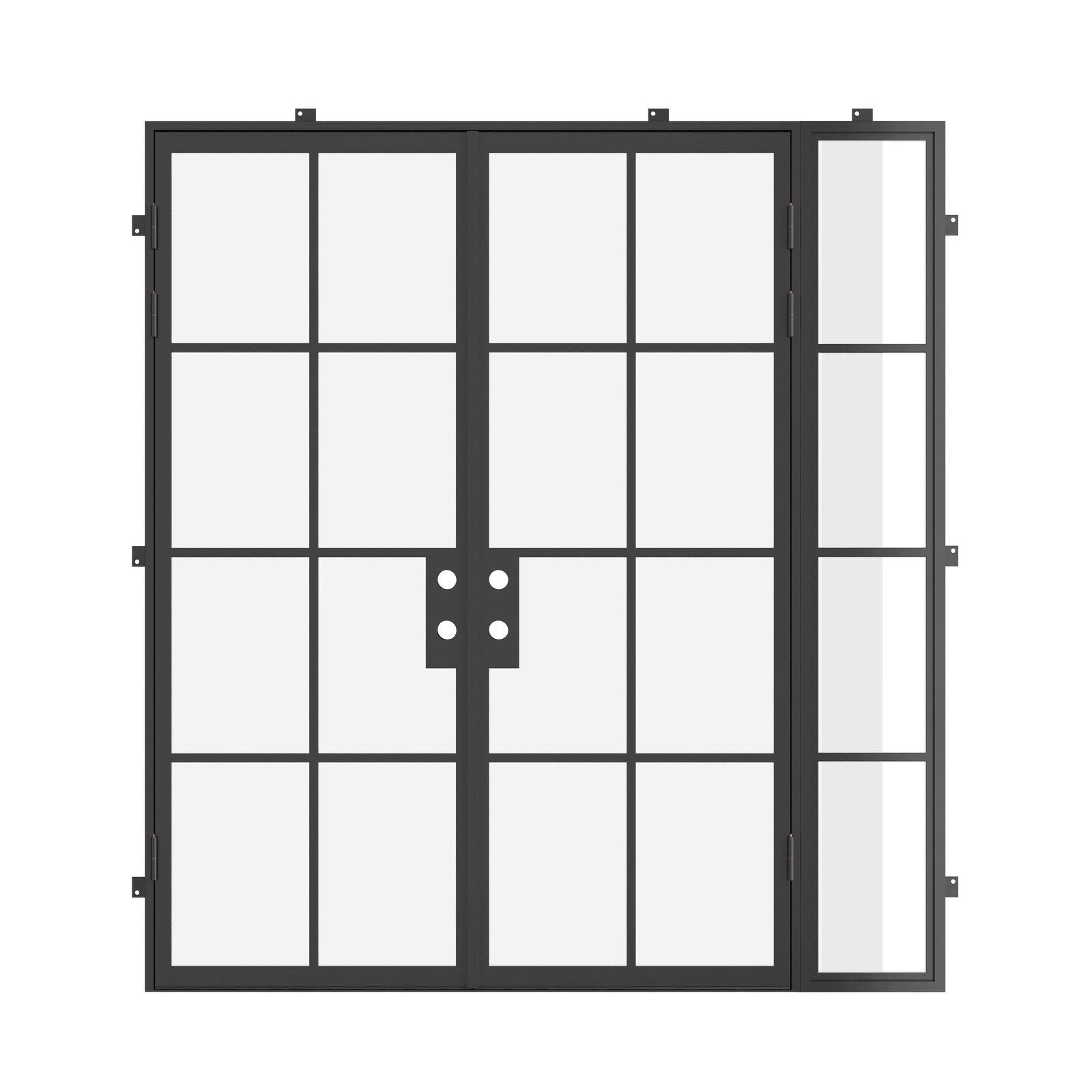 exterior double flat doors with right glass panel and energy-efficient frame