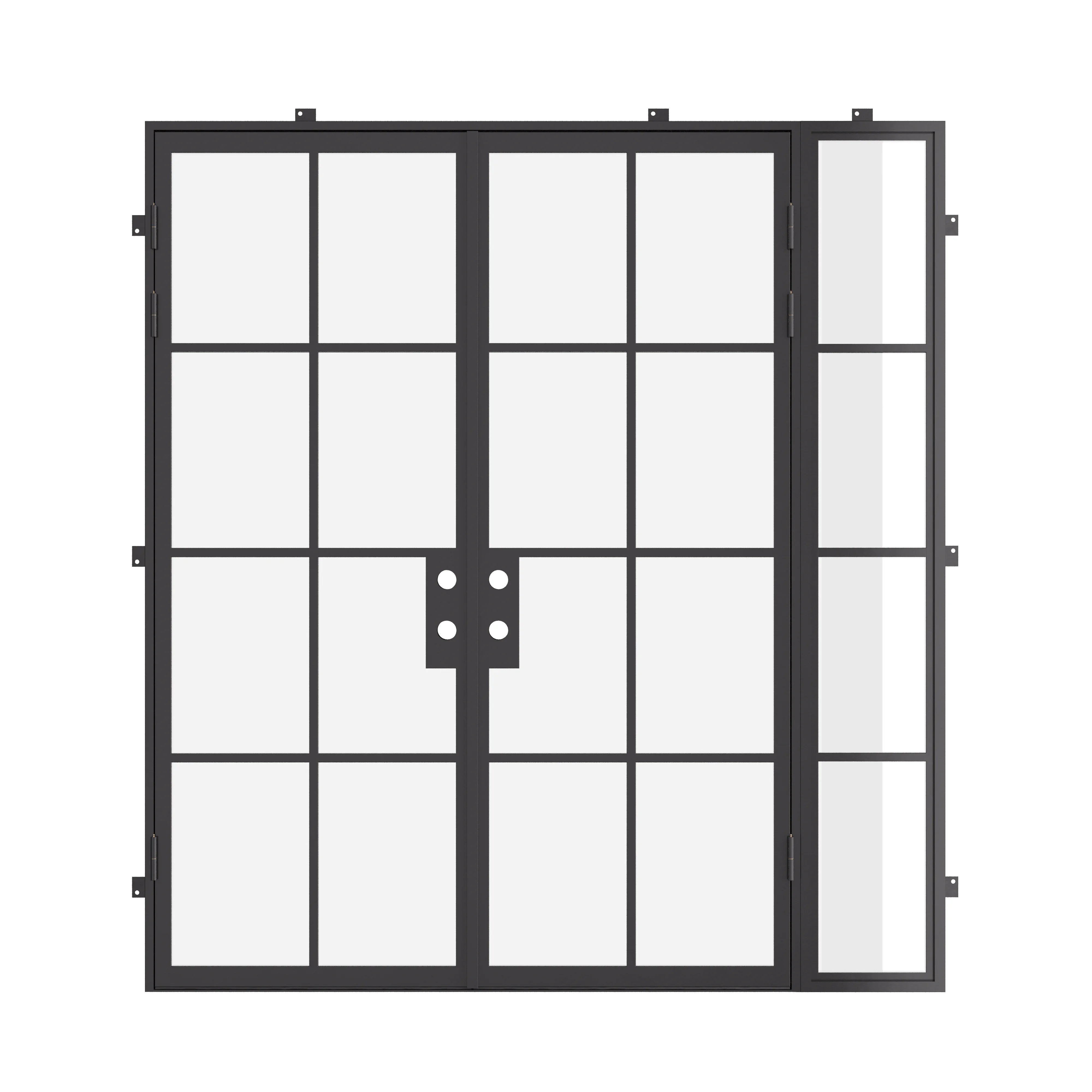 Air 5 double flat prehung steel exterior door with right glass panel