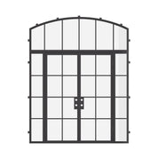 Air 5 double flat architectural steel exterior door with side windows and arch lite