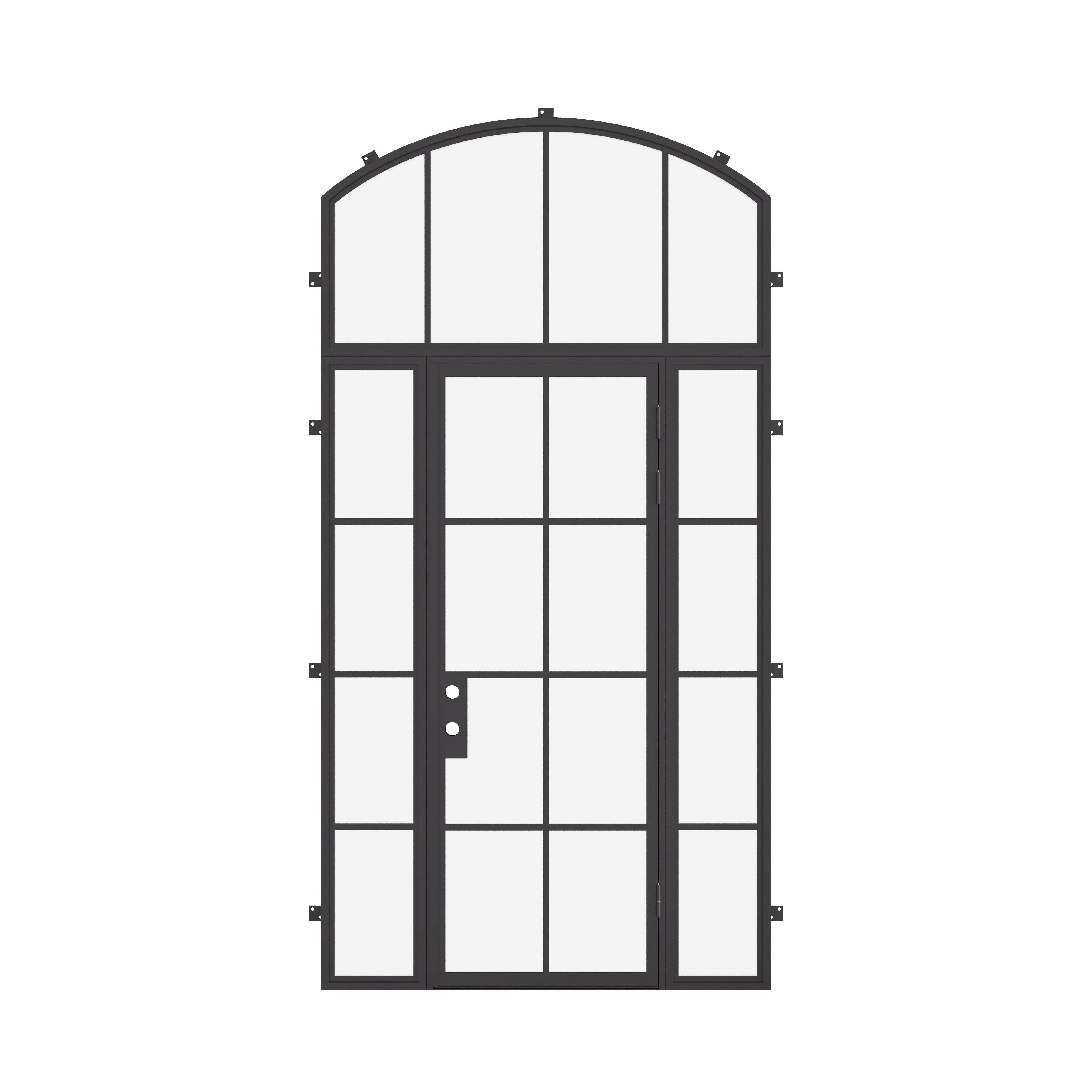 Air 5 single flat cold-rolled steel entry with sidelights and arch top window