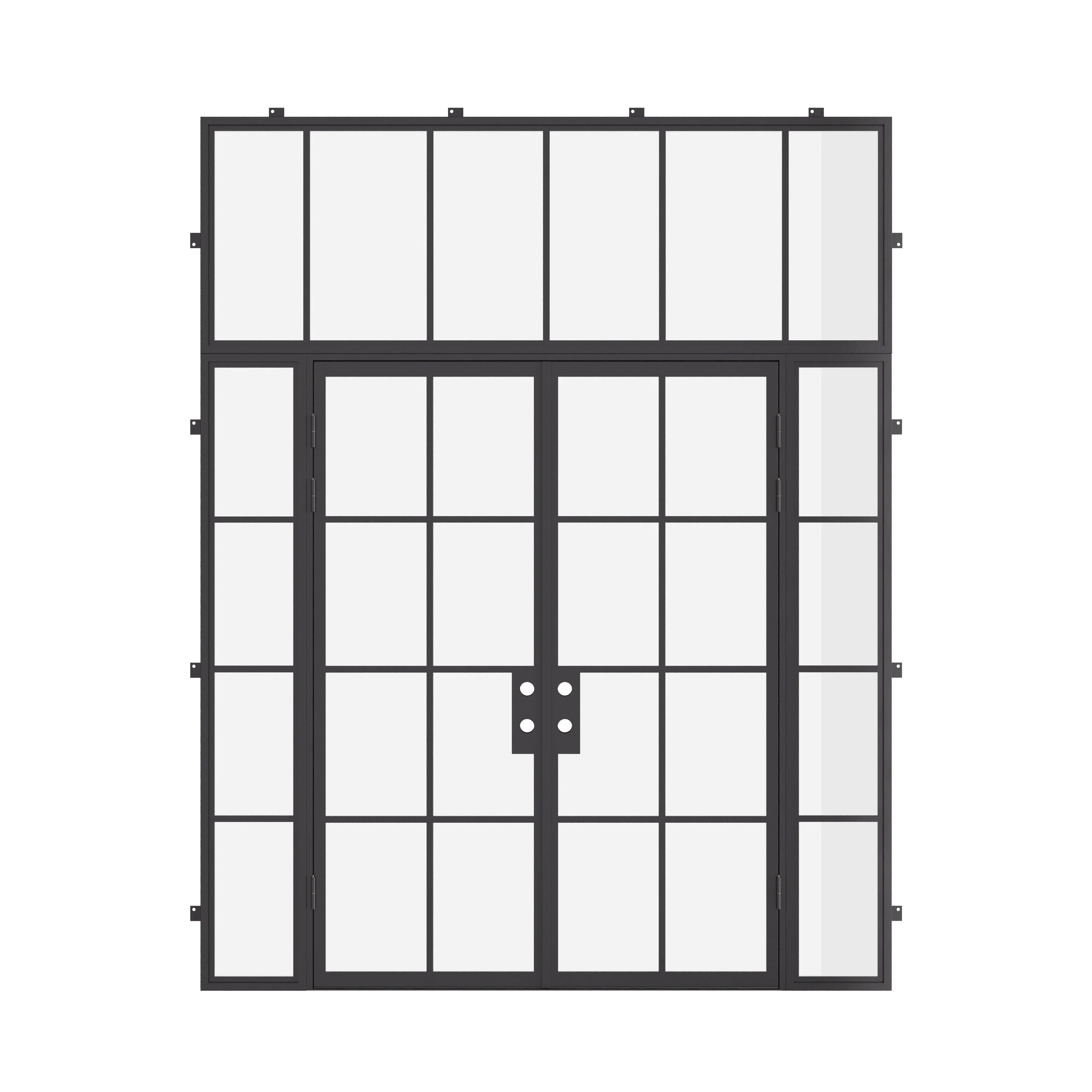 Air 5 double flat cold-rolled steel entry with sidelights and flat top window