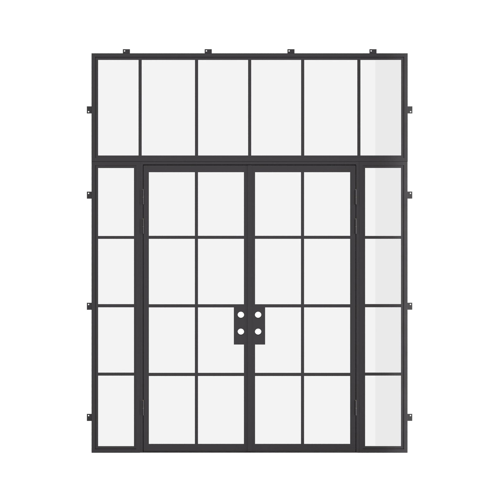 double entry system with sidelights, transom window, and thermally broken frame