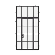 single flat entry door with sidelights and upper window and thermal insulation