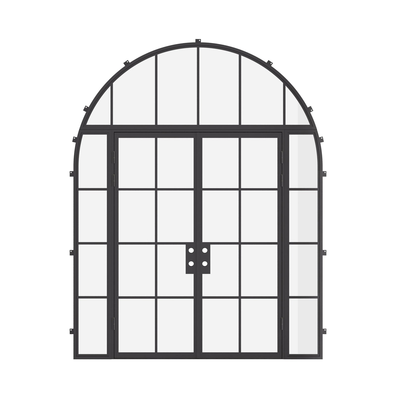 Air 5 double flat cold-rolled steel entry with sidelights and full arch window