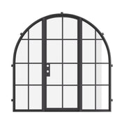 Premium single full arch steel entry door with sidelights