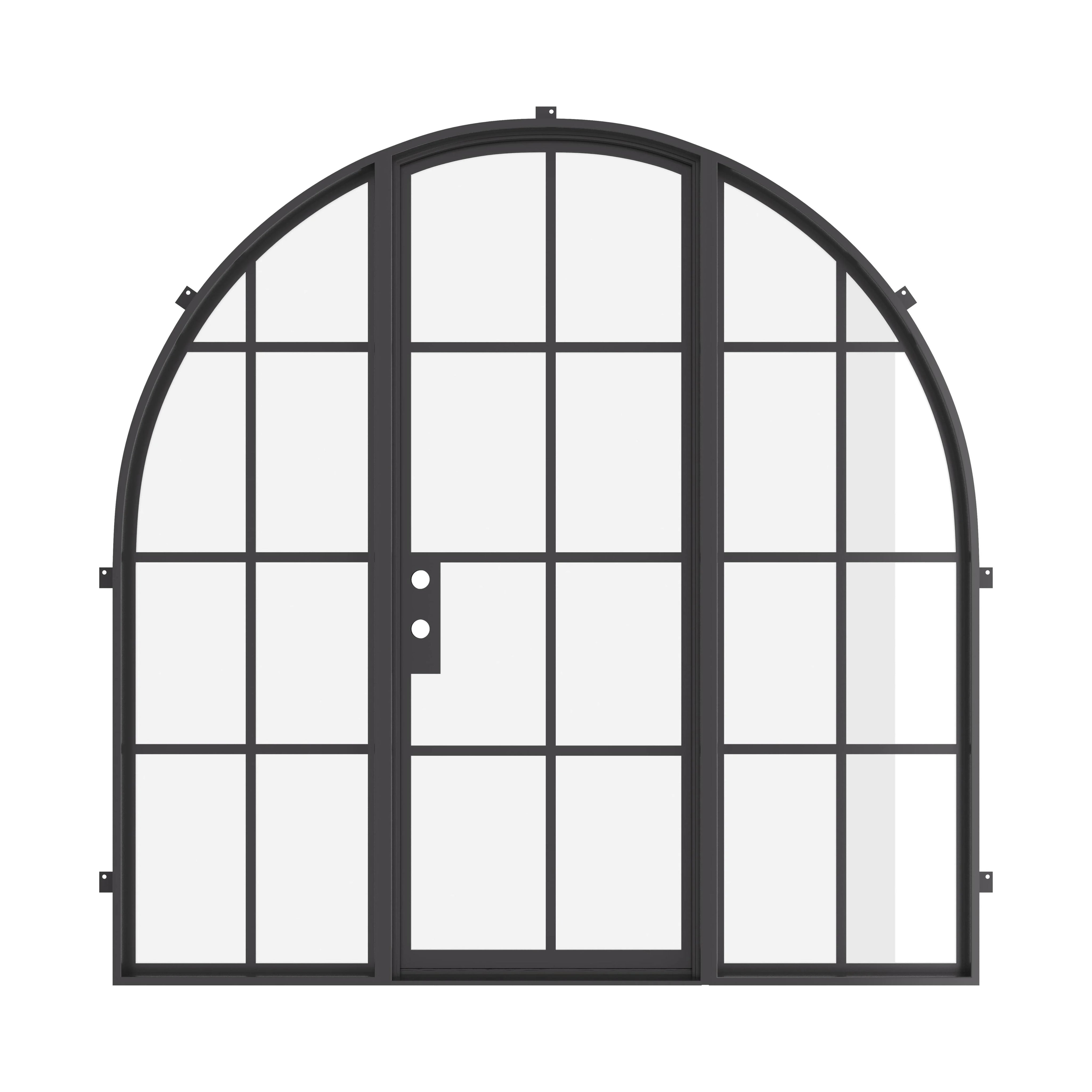 exterior full arch single door with sidelights and efficiency