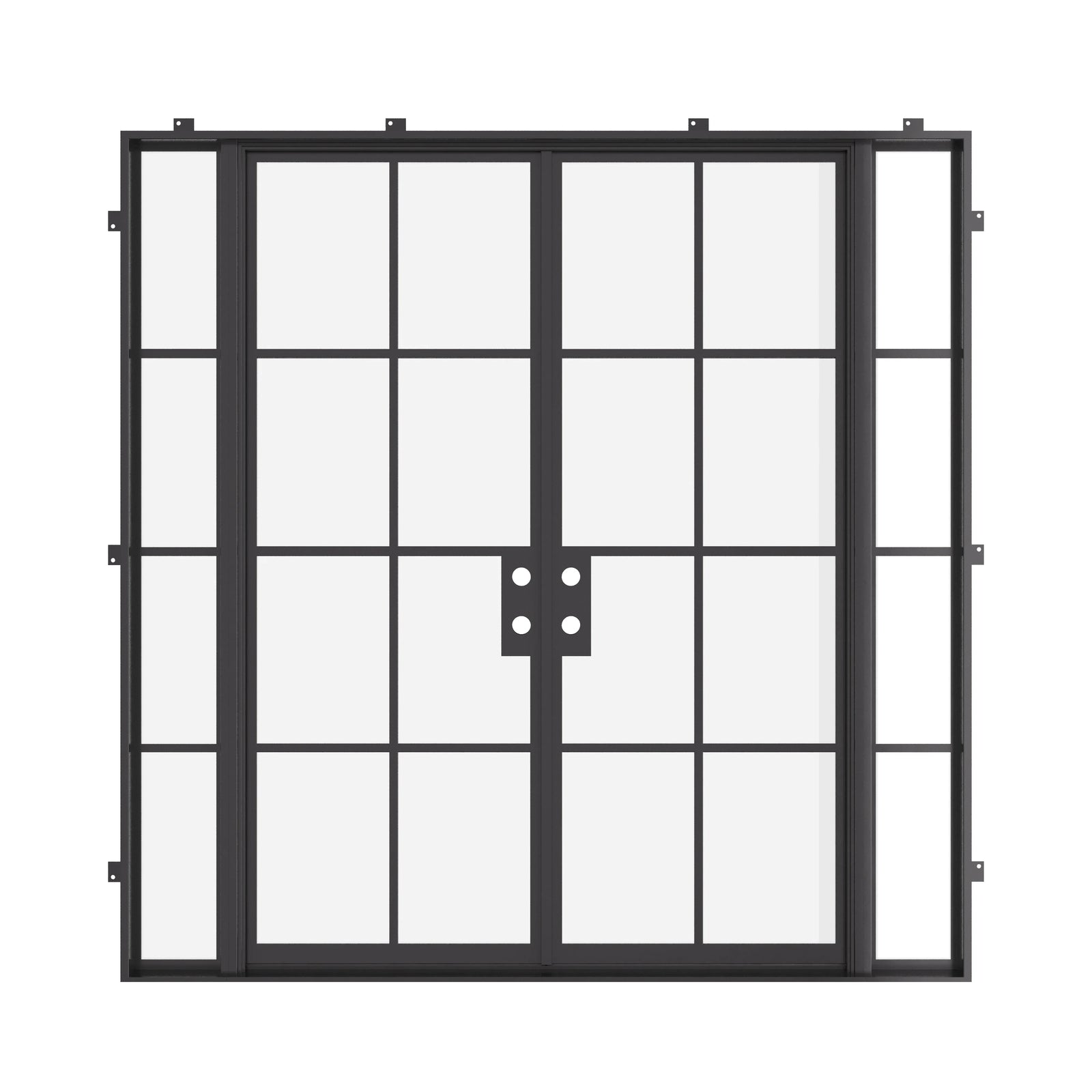 symmetrical double steel doors with sidelights and thermal break